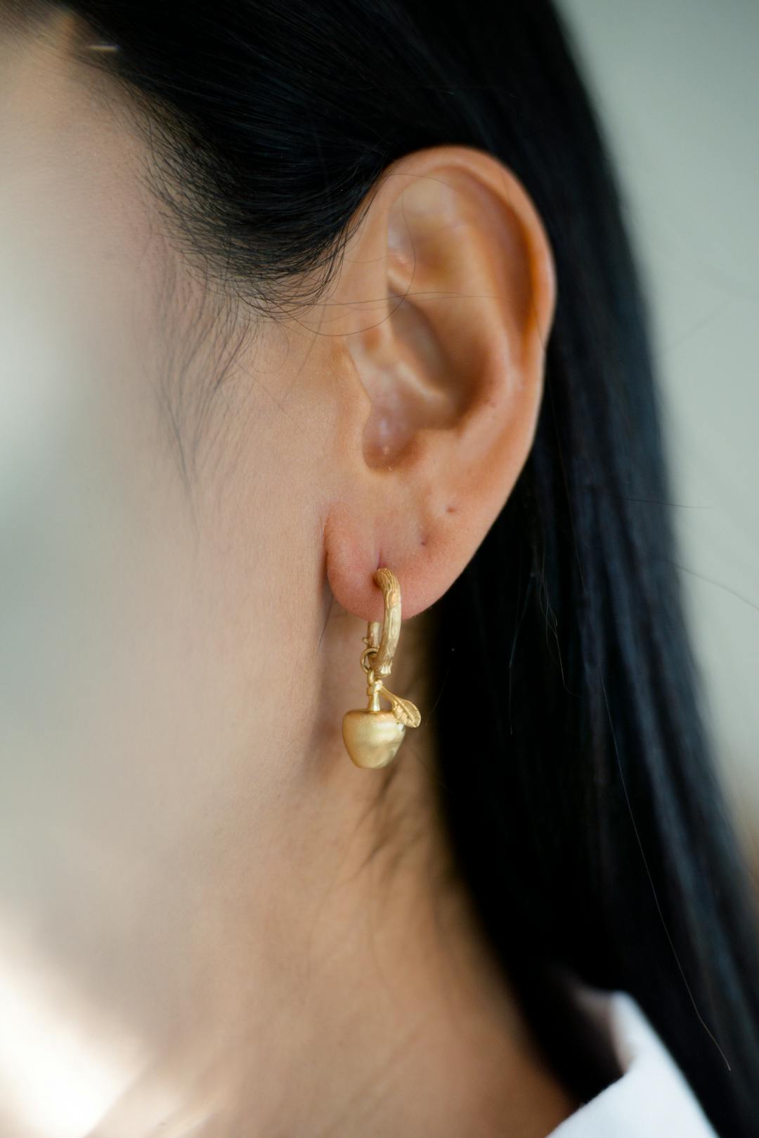 Golden apple earrings