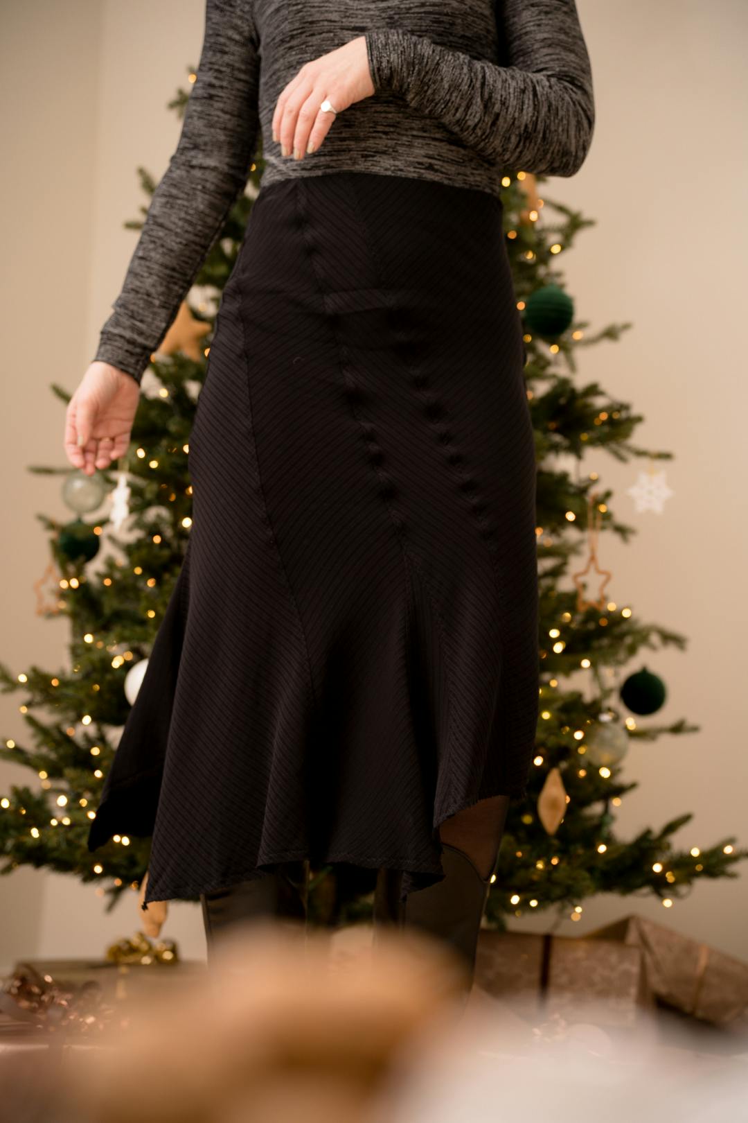 Asymmetric drape skirt