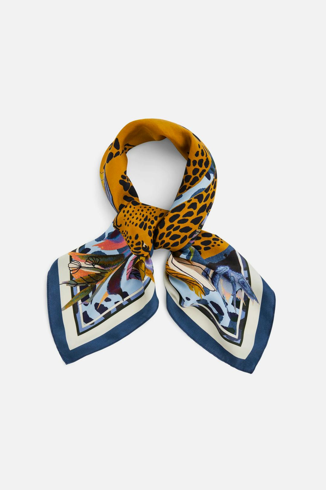 Leo blue silk scarf